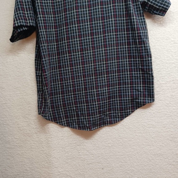 Plains Western Wear Shirt Men's Large Snap Pearl Buttons Blue Short Sleeve Plaid - Picture 11 of 11